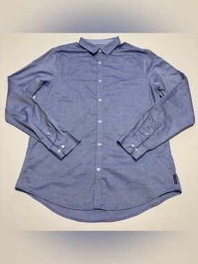 Armani Exchange AX Slim Fit Blue Oxford Button Front Shirt XL